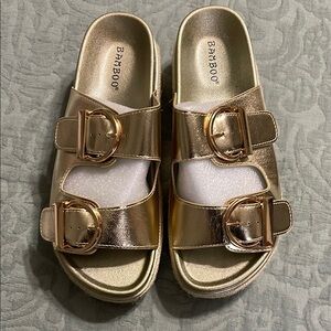 Gold Double Buckle Slides